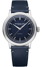 Raymond Weil Millesime Men's Automatic Blue Leather Strap Watch 2925-STC-50001