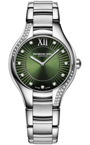 Raymond Weil Noemia Ladies Quartz Green Dial 47 Diamonds Watch 5132-S1S-52181
