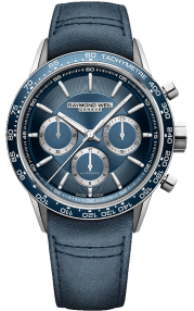 Raymond Weil Freelancer Men's Automatic Chronograph Blue Leather Watch 43.5mm 7741-SC3-50021